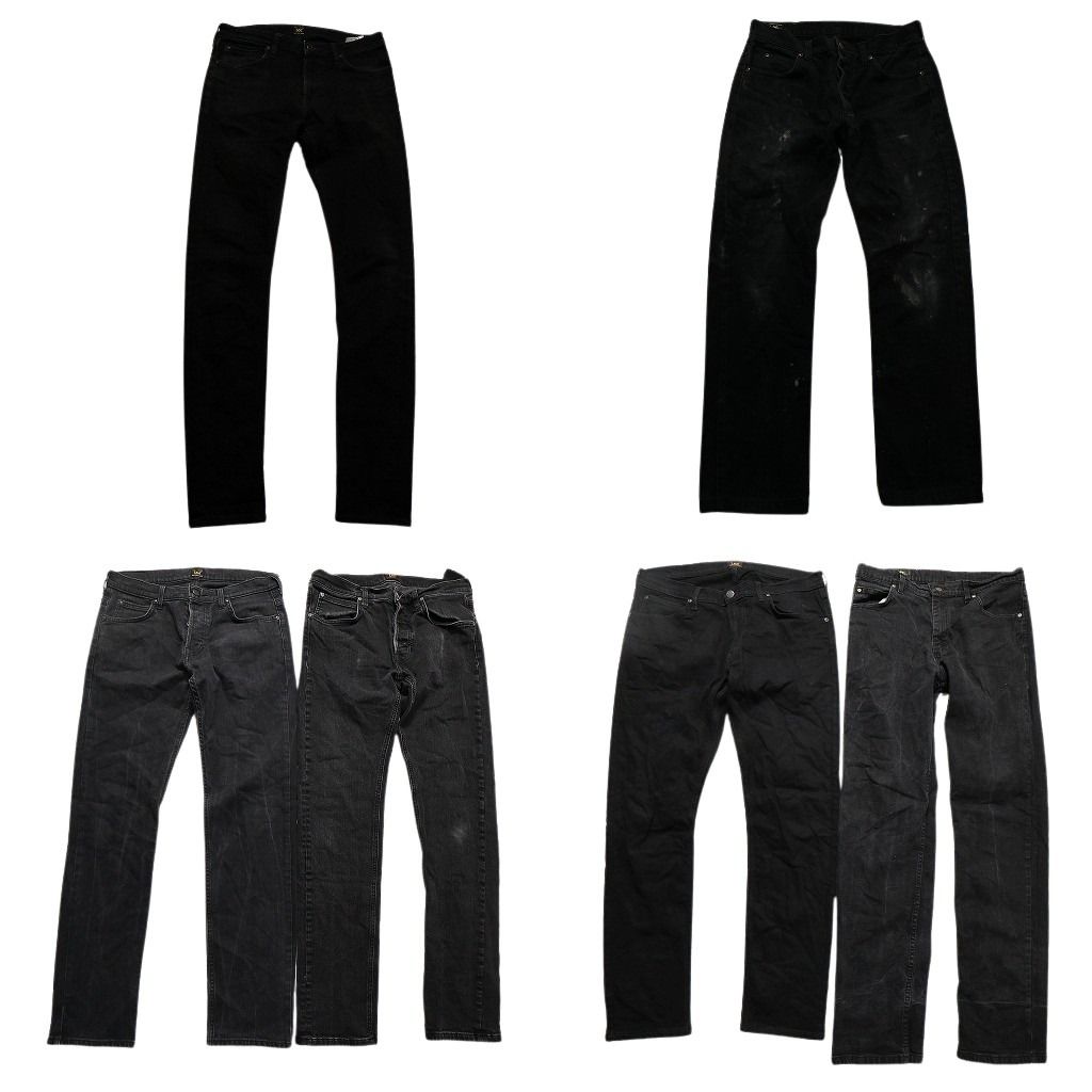 古着卸 まとめ売り Lee ブラックデニム パンツ 6枚セット メンズ 31 |32 |33 |34 フェード アメカジ 革パッチ 古着 NC1342