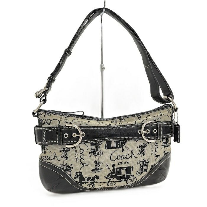 COACH ショルダーバッグ F57559 黒 レザー/キャンバス COACH ショルダーバッグ レザー キャンバス ブラック - メルカリ