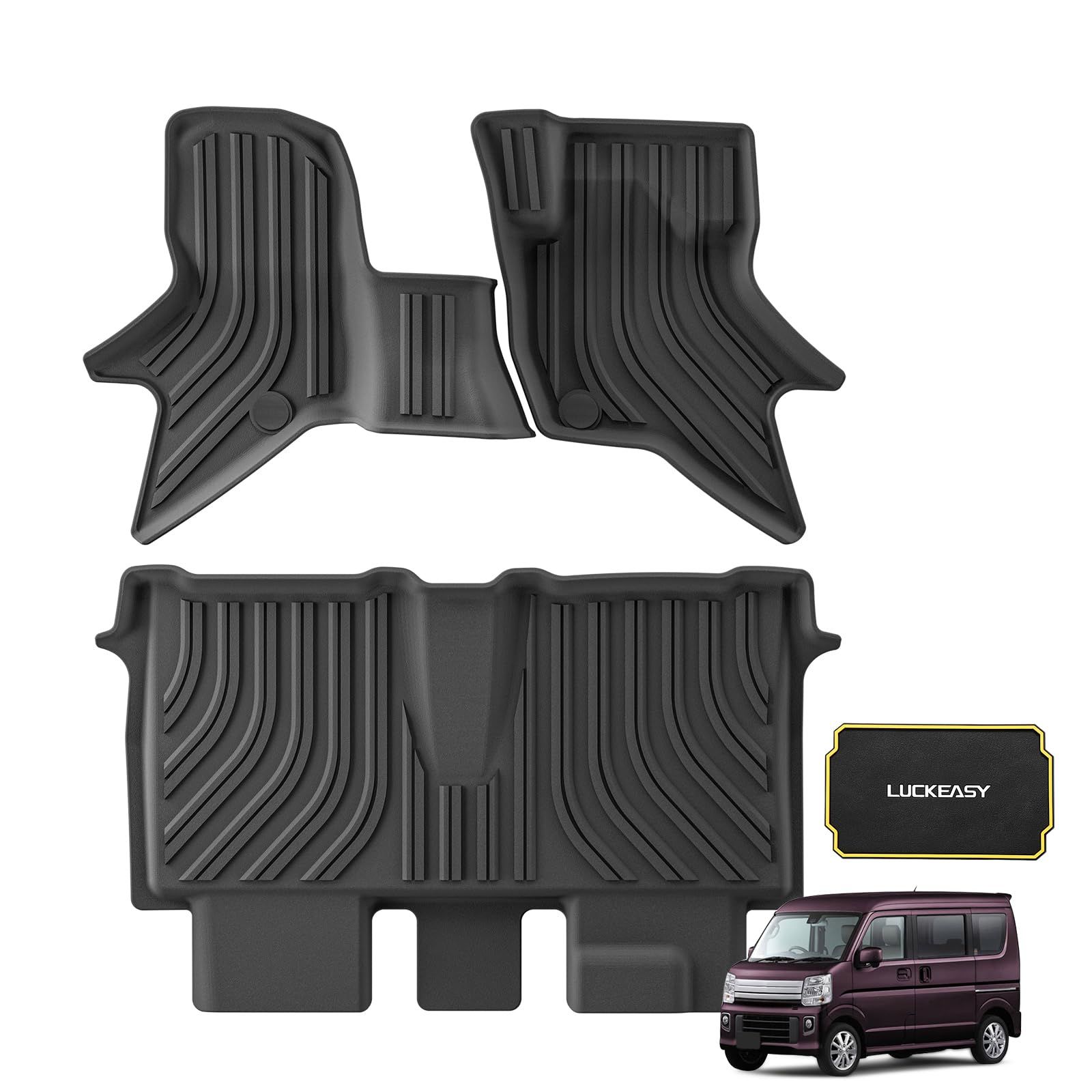 LUCKEASY エブリィワゴン|スクラムワゴン|NV100クリッパーリオ|タウンボックス フロアマット TPE素材 防水 耐汚れ 取付簡単 耐摩擦 抗菌性 LUCKEASY フロアマット