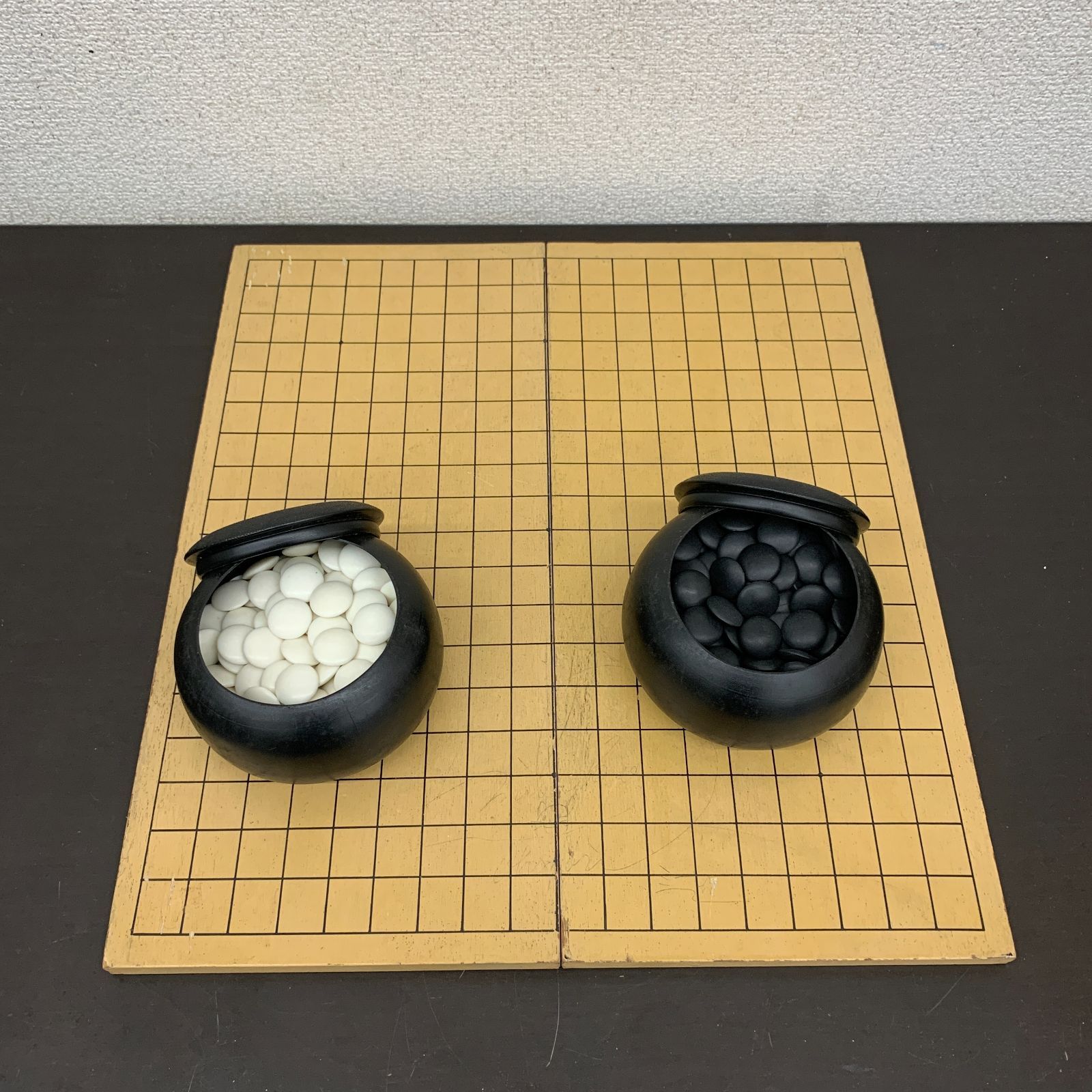 囲碁セット 碁盤 へそ有 脚付き 碁石セット 碁笥付き レトロ 本格脚