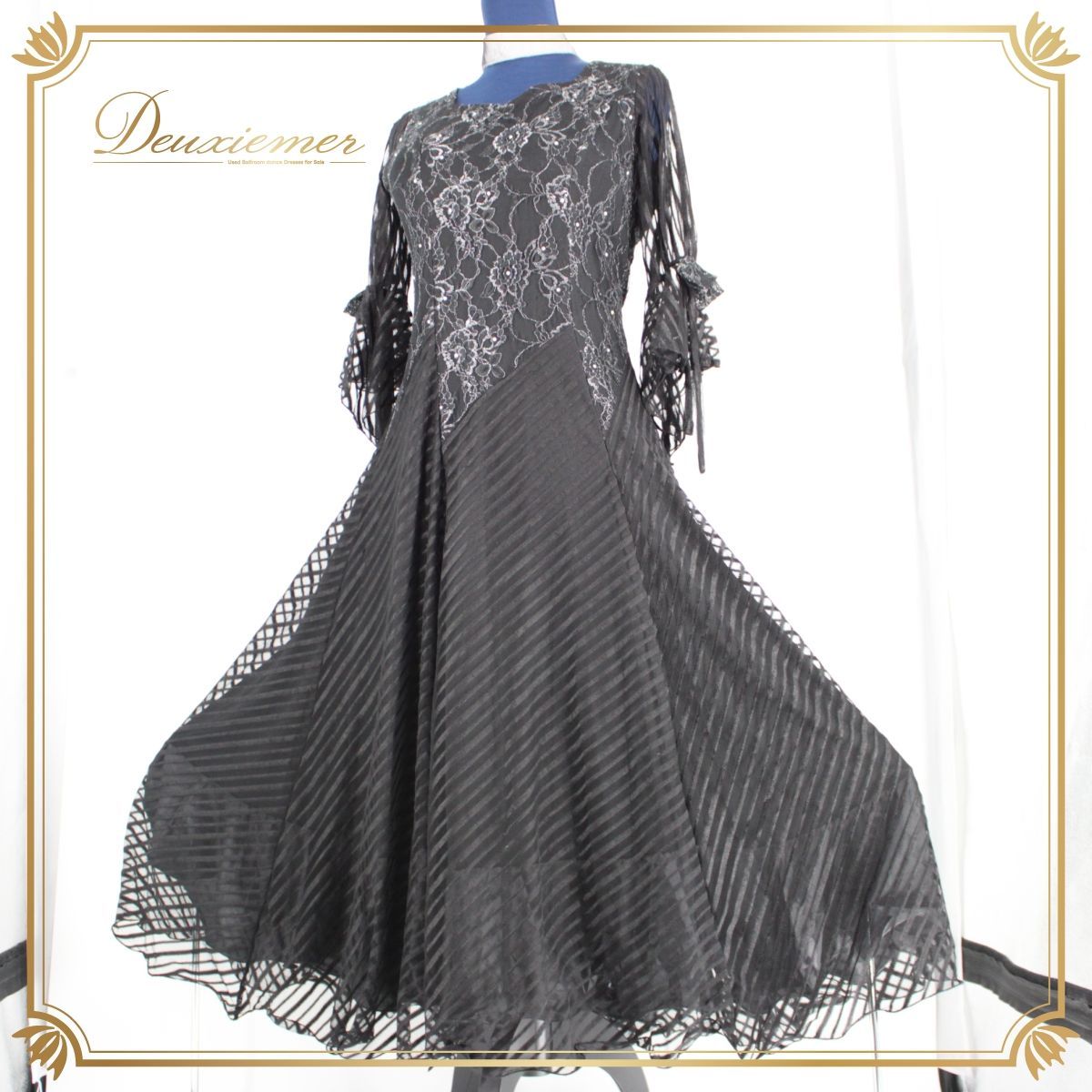 社交ダンス 衣装 ドレス ワンピース スタンダード ブラック系 ホワイト