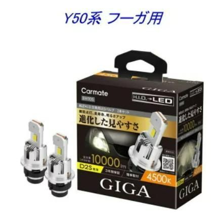 定形外郵便 カーメイト GIGA LEDヘッドバルブ D10 4500K D2S ニッサン Y50系 フーガ用 BW905