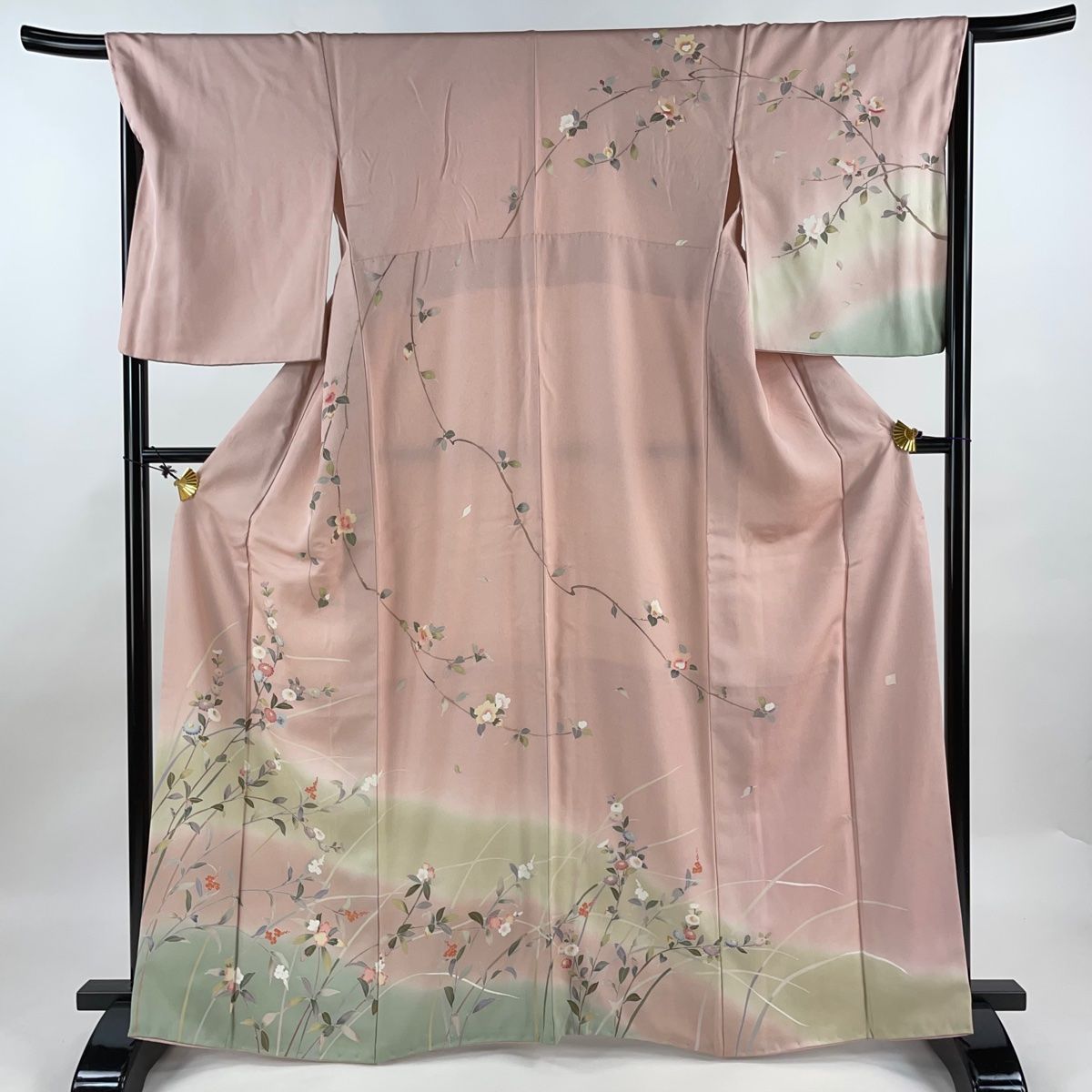 訪問着 身丈165.5cm 裄丈67.5cm L 袷 落款 草花 枝花 ぼかし