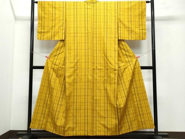 平和屋着物○黄八丈 紬 平織 格子 正絹 逸品 CAAW3690vf - メルカリ