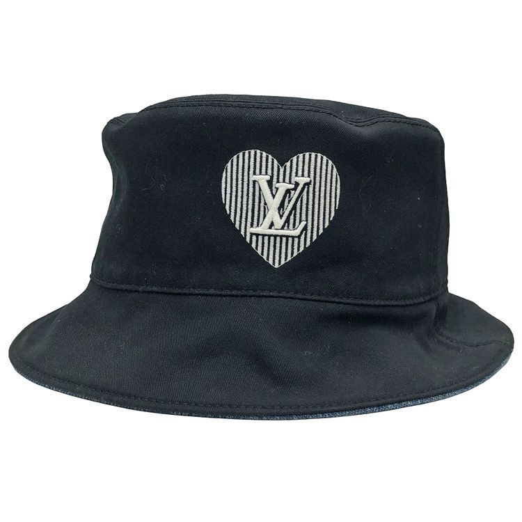 LOUIS VUITTON ルイヴィトン LVキューピット バケットハット M7254M Mサイズ リバーシブル コットン ブラック デニム 帽子