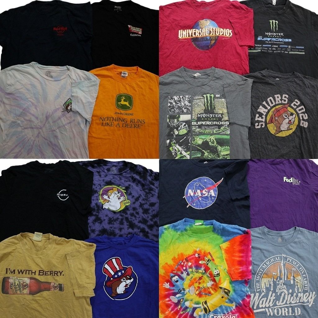 古着卸 有名企業 半袖Tシャツ 16枚セット メンズ Ｌ バッキーズ NASA ニッサン モンスター 古着 NA2668