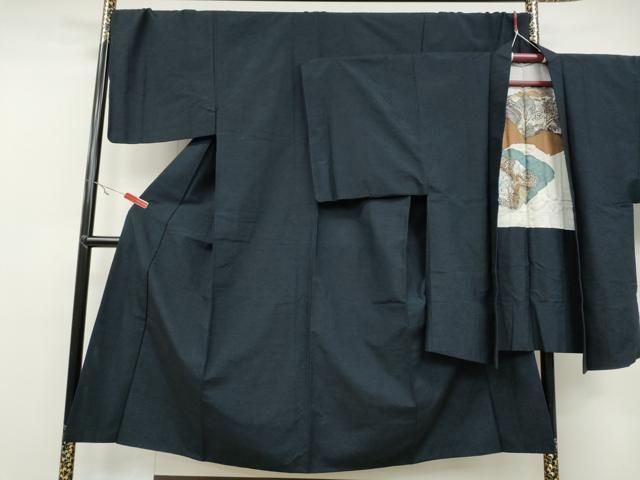 平和屋着物●男性 紬 アンサンブル 留紺色 正絹 CAAY5053ut