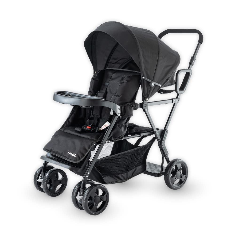 2人乗りサイズでもコンパクト 二人乗り 2人乗り ベビーカー 軽量 折りたたみ ドリンクホルダー 大型幌 小回り 2歳半 3歳 4歳 双子 兄弟 姉妹 アミティエF ネビオ Nebio