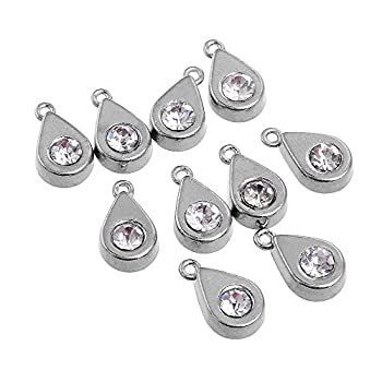 RUBYCA 30PCS Charm Pendant Crystal Drop Tibetan l Beads Silver Color Jewelry Making Bracelet DIY by RUBYCA