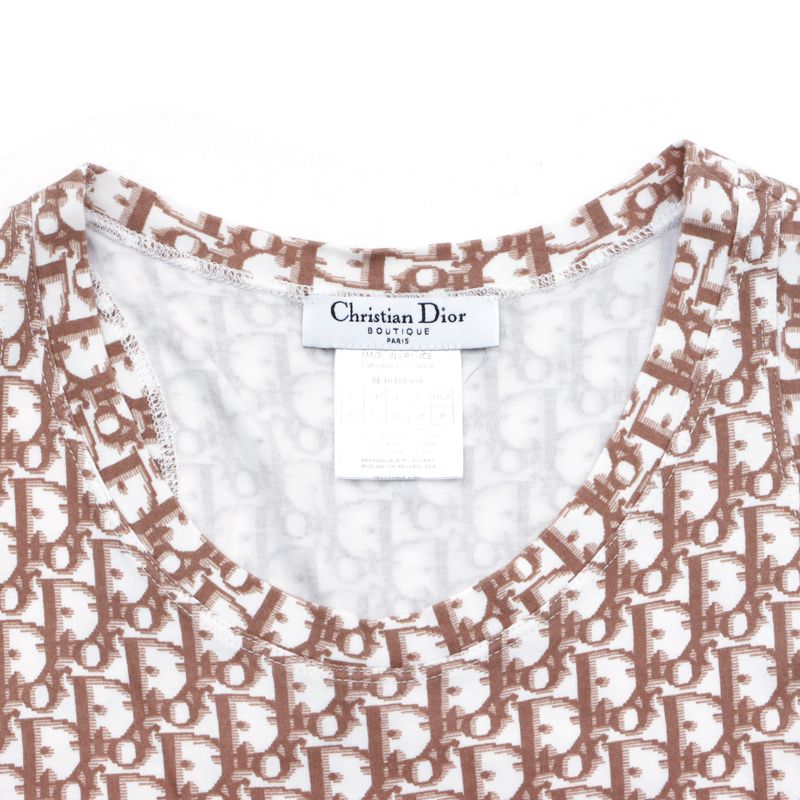 クリスチャンディオール　トロッター柄タンクトップ クリスチャンディオール トロッタ柄タンクトップ 40 ピンク 白