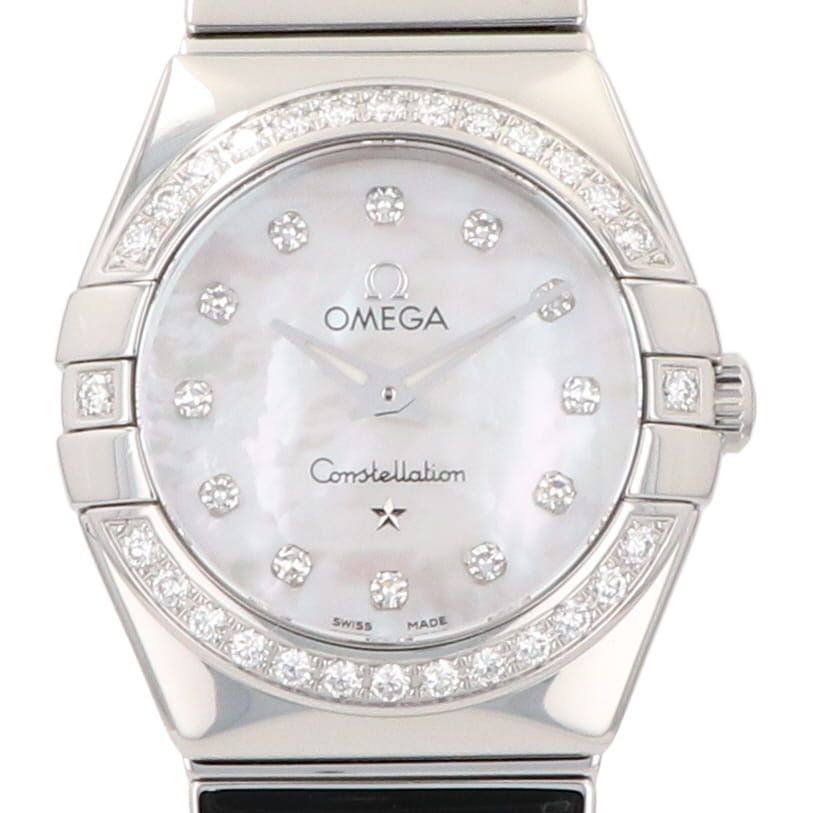 オメガ OMEGA コンステレーション シェル 123.15.24.60.55.003 腕時計 SS ダイヤモンド クォーツ ホワイト レディース  【中古】