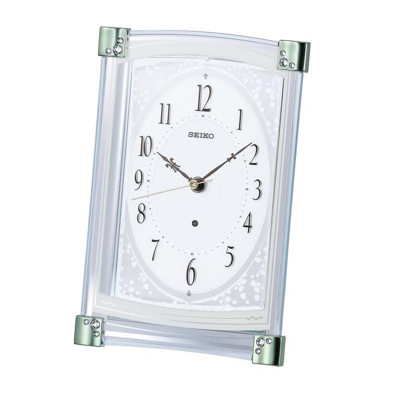 SEIKO CLOCK セイコークロック 置き時計 電波 アナログ 薄緑 BZ360M ホワイト