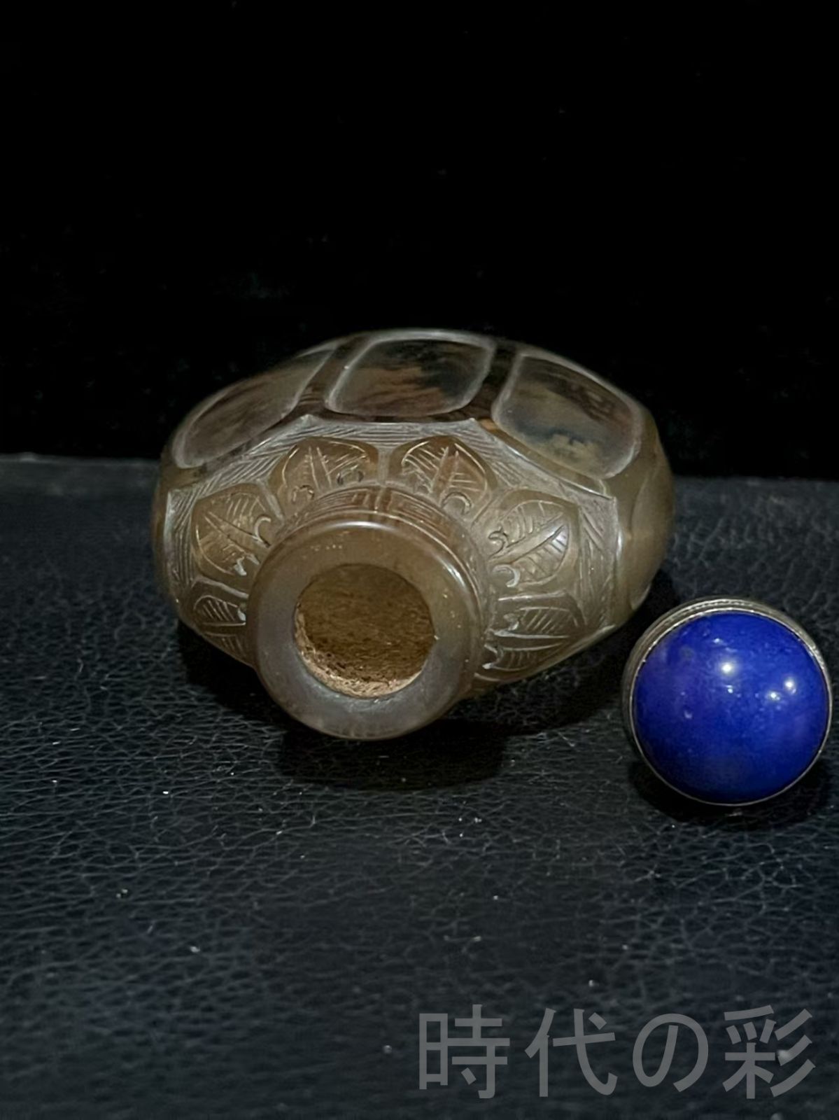 中国古美術・旧家蔵出・清代・琉璃・内絵鼻煙壷・名家手繪「山水人物