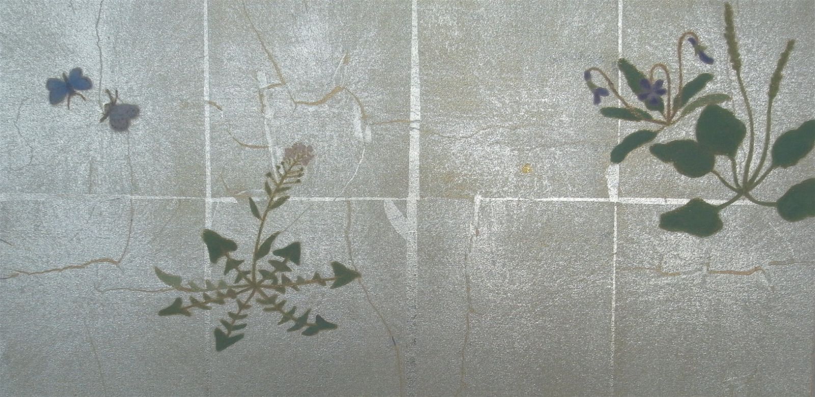 野草にしじみ蝶｜山中恵利子 絵画 額装作品 一点もの