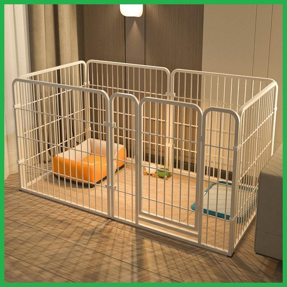 〈数量限定〉工具不要 簡単組み立て 接続式 折りたたみ 6枚 セット 犬用 小型犬 ケージ 120×60cm 自立 柵 室内 置くだけ ドア付き 屋外 ペットフェンス サークルケージ ホワイト 犬 ペットサー