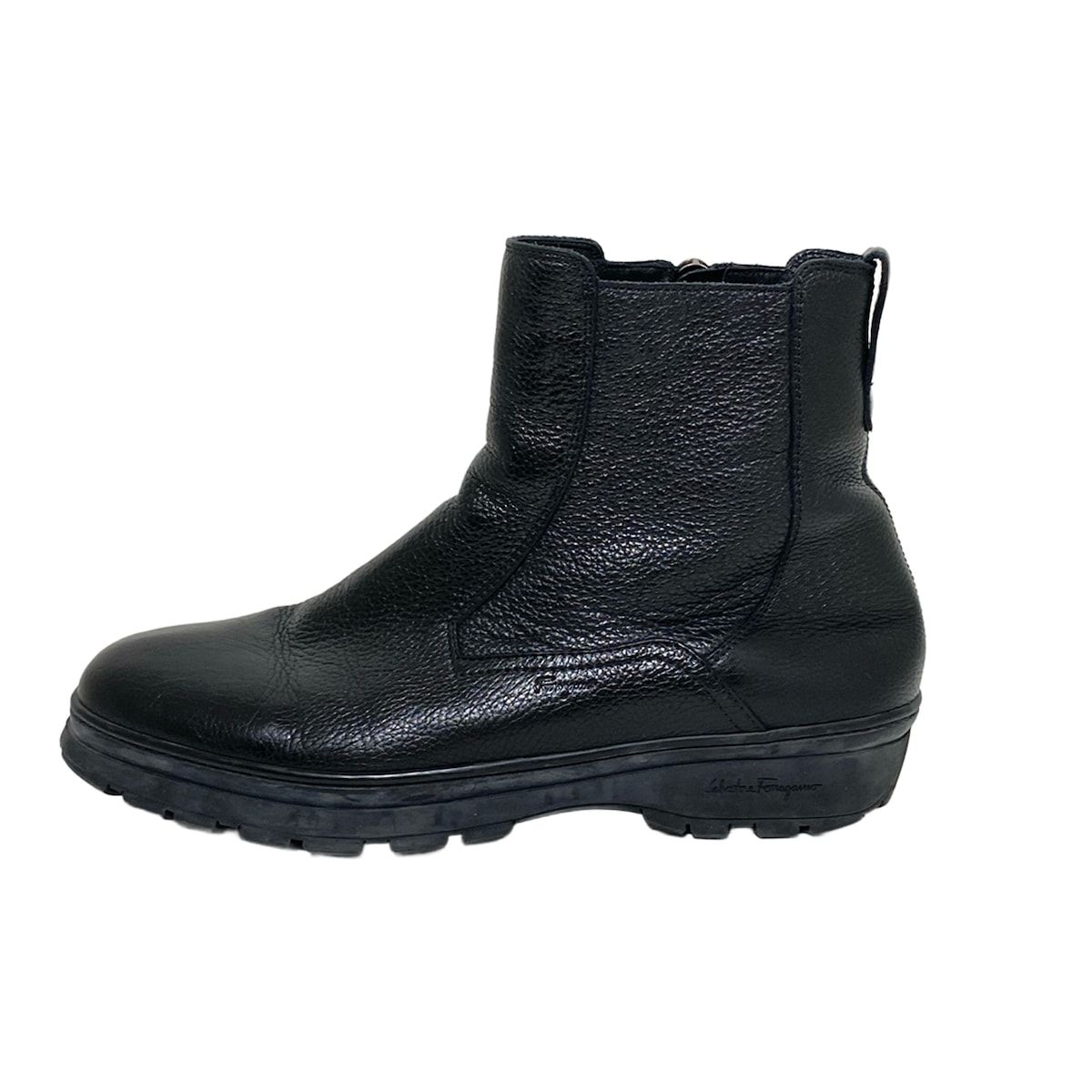 FERRAGAMO|SalvatoreFerragamo サルバトーレフェラガモ ショートブーツ 8 1|2 EE メンズ - 黒 レザー