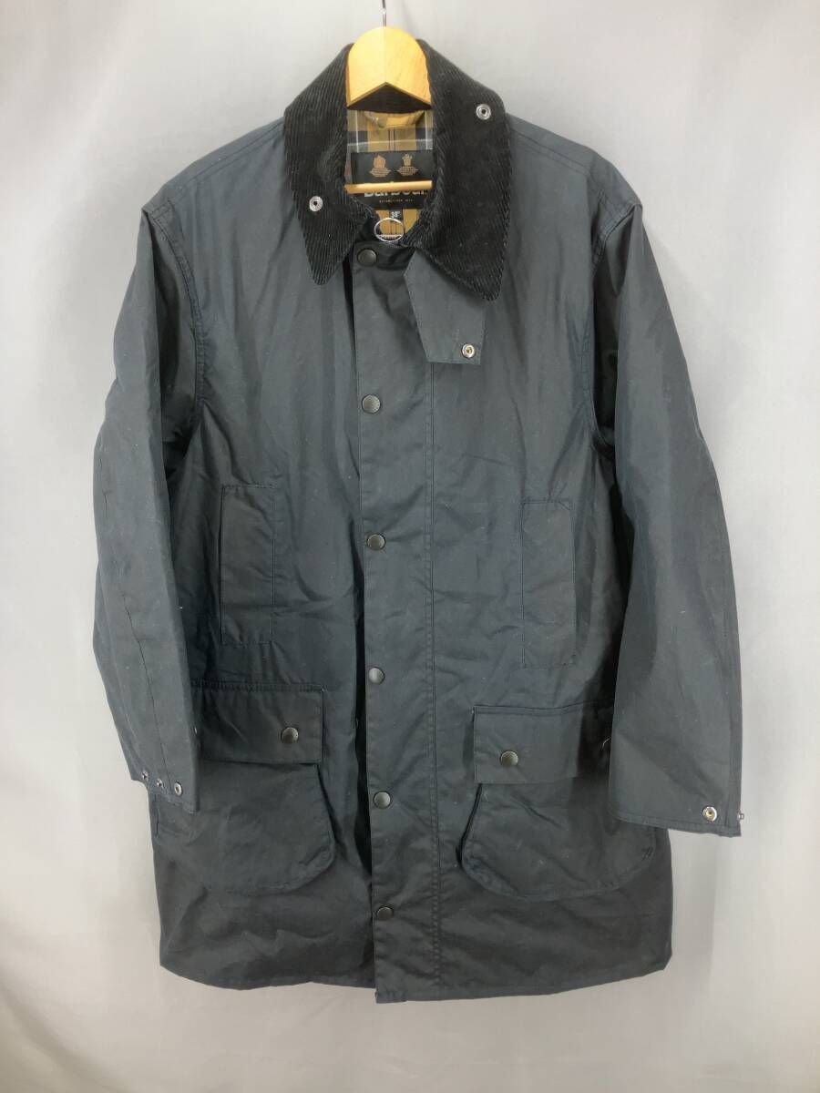 Barbour バーブァー OS BORDER ワックスジャケット ハーフコート ブルガリア製 サイズ38 ブラック 通年