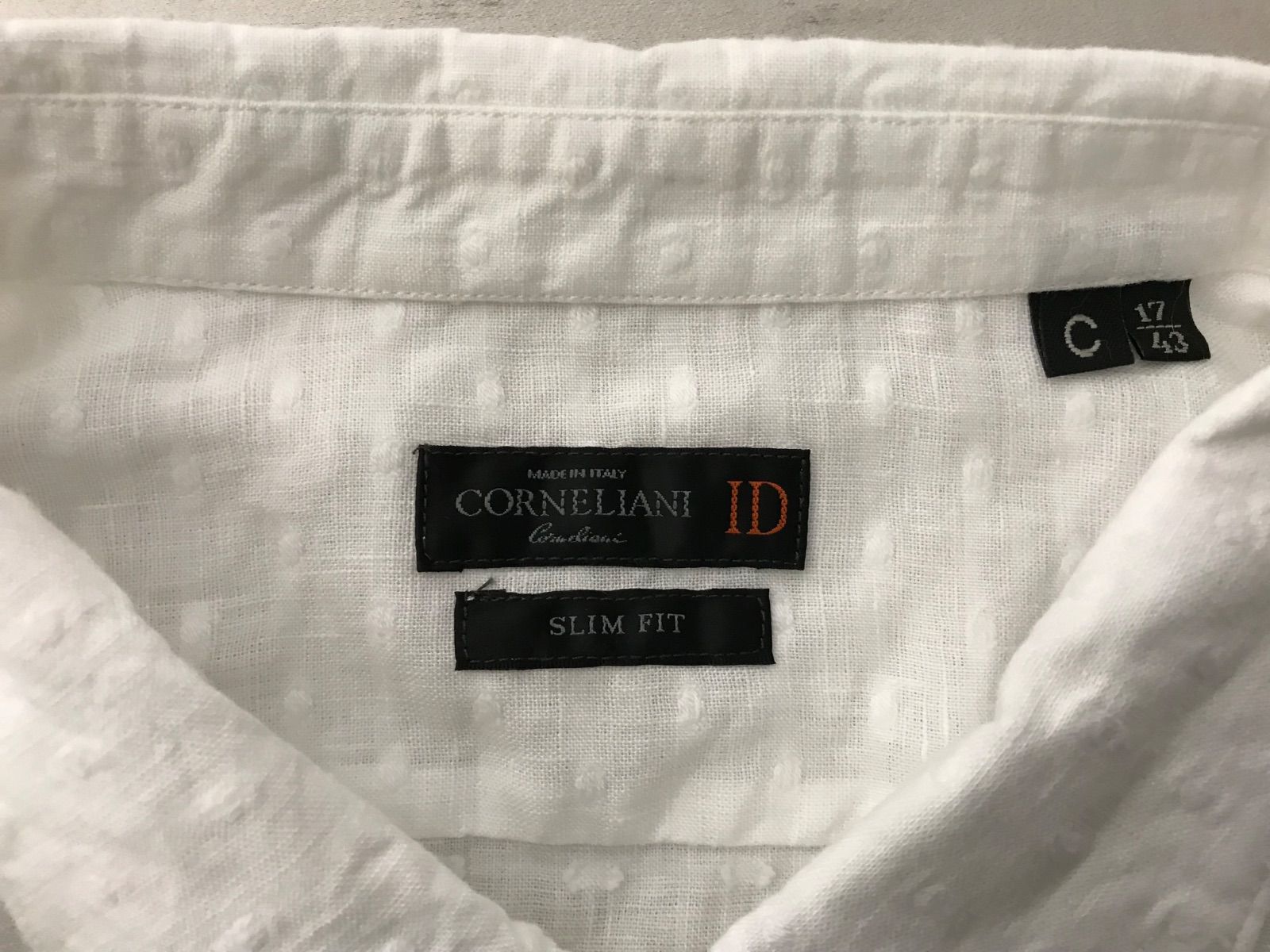 本物コルネリアーニCORNELIANIリネン麻コットン刺繍水玉半袖シャツメンズサーフアメカジミリタリーストリートスケーターワークビジネススーツモードゴルフドレス白ホワイトXLイタリア製43|17