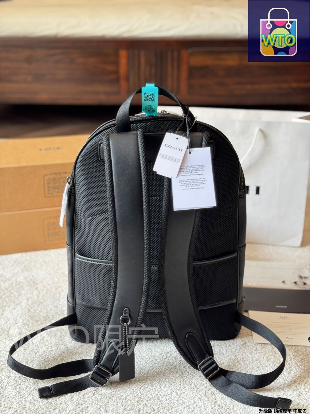 COACH ストライプデザイン バックパック COACH コーチ バッグ ジャガード ぺブルレザー シグネチャー