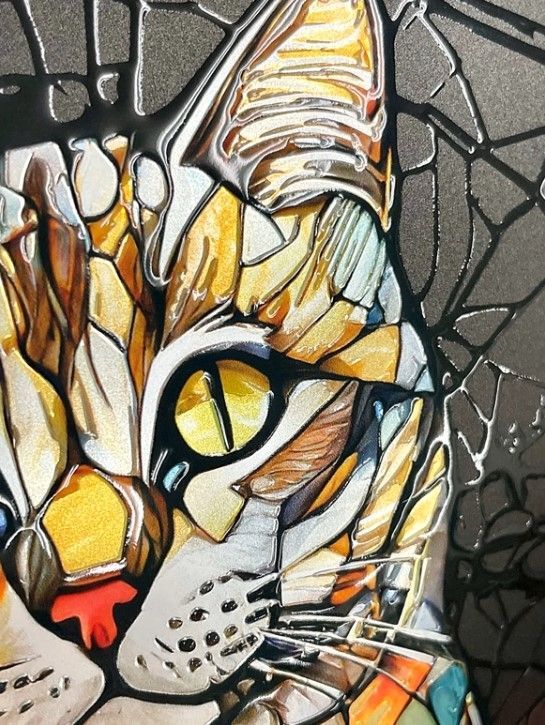 Stained Gloss 03：ピクシーボブ【インチ額】／特殊印刷　額装付き　猫　ネコ　インテリア　グラフィックアート