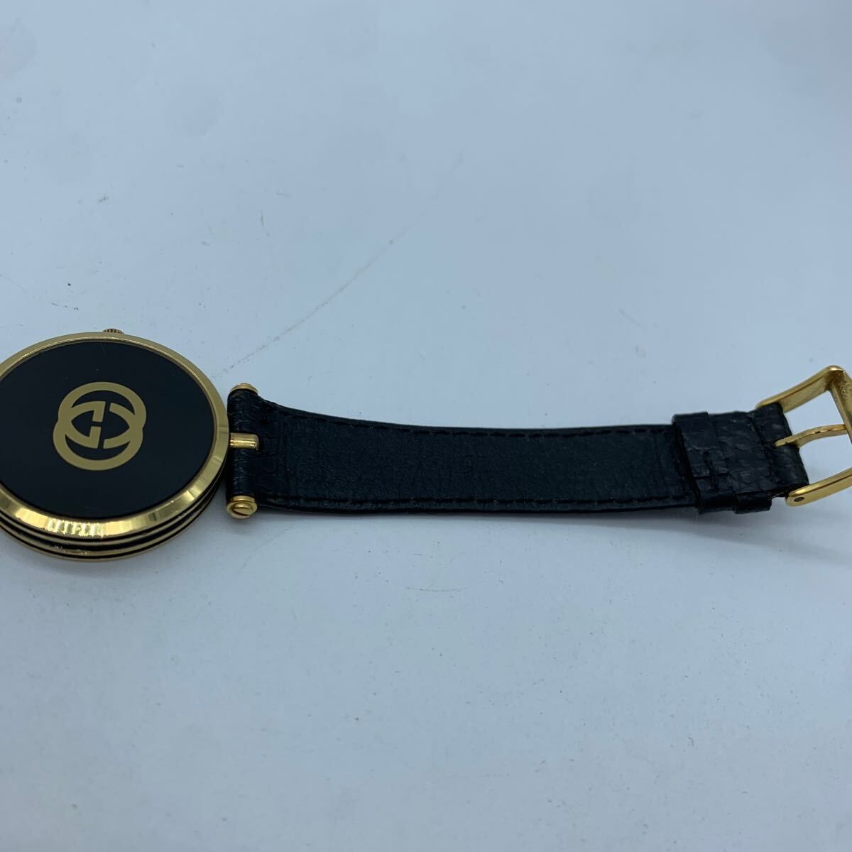 【稼働品】グッチ シェリーライン ブラック文字盤 GGロゴ 腕時計 GUCCI GUCCI グッチ シェリーライン ブラック レザー 腕時計