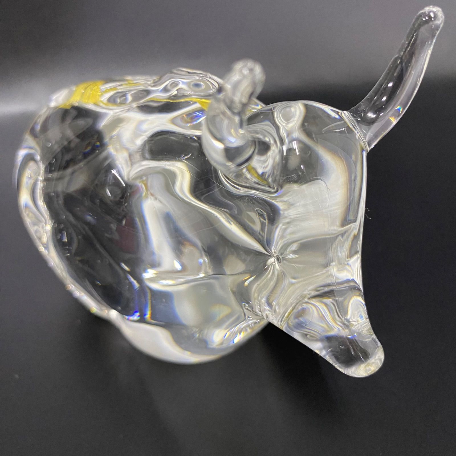 希少美品】Multi Glass ガラス製 丑 牛 オブジェ 置物 クリスタル 透明 