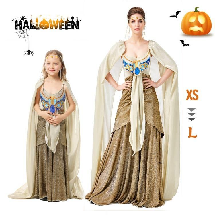 ハロウィン衣装 古代エジプト神話 ドレス 子供 レディース エジプトファラオ 舞台ワンピース 大人 大人用