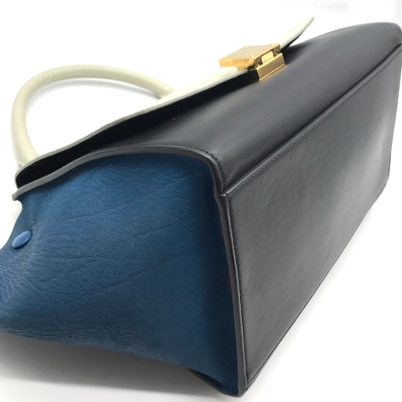 CELINE セリーヌ トラペーズ レザー 2WAY ハンド バッグ ブルー