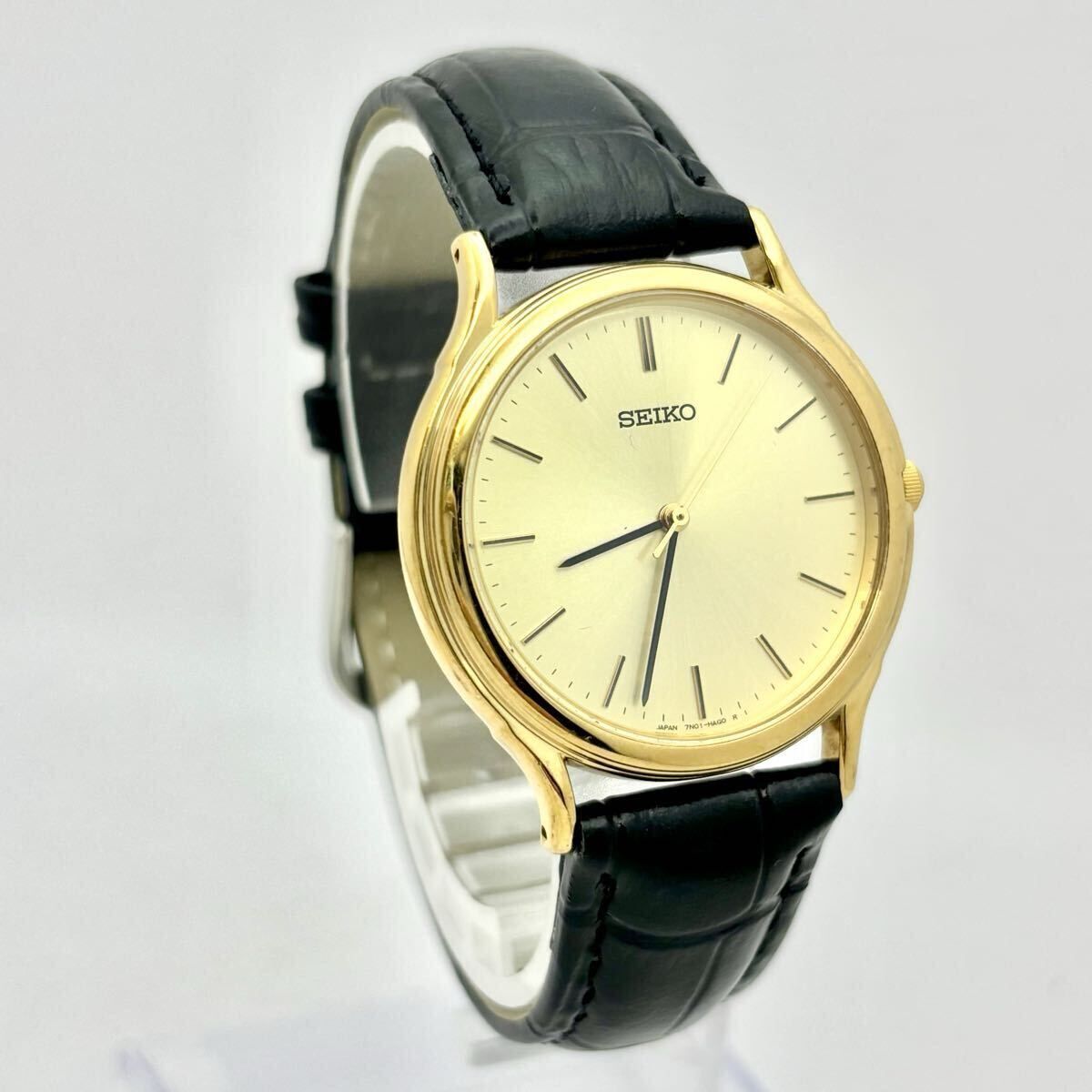 美品/新品電池】 SEIKO セイコー メンズ 腕時計 ゴールド 7N01-6910