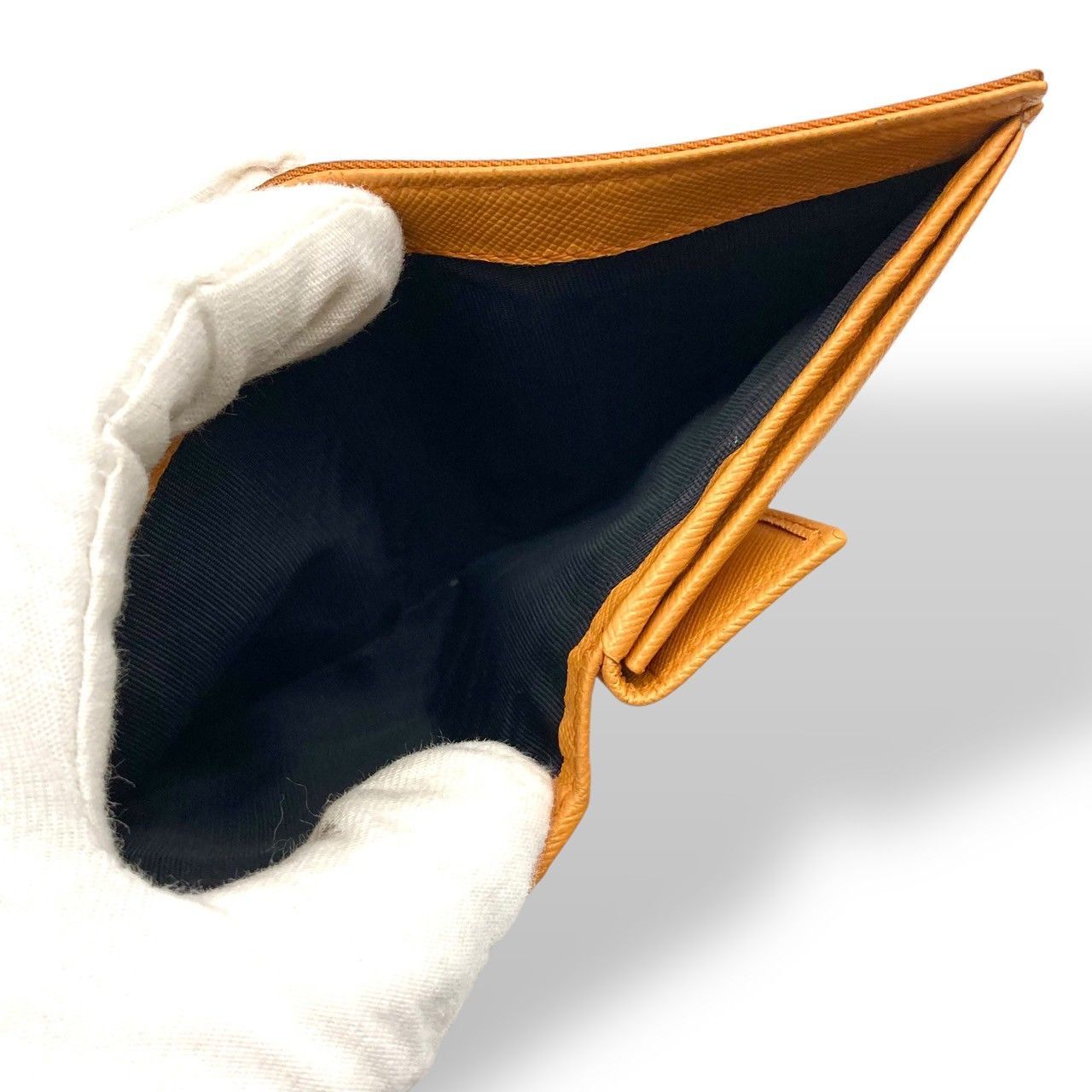 プラダ 二つ折り財布 コンパクトウォレット レザー オレンジ ロゴ 70611 プラダ 二つ折り財布 コンパクトウォレット レザー オレンジ