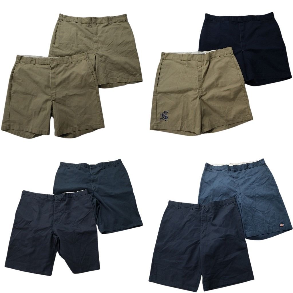古着卸 ディッキーズ Dickies ワークショートパンツ 8枚セット メンズ 46 |44 ベージュ ネイビー ワンポイント 古着 NA4776