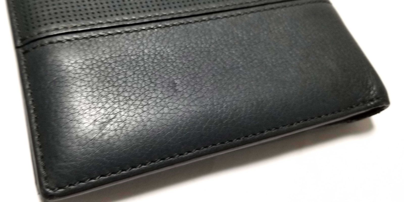 カルティエ 財布 二つ折り パンチングレザー 札入れ ダークグリーン メンズ 紳士用 カードケース Cartier