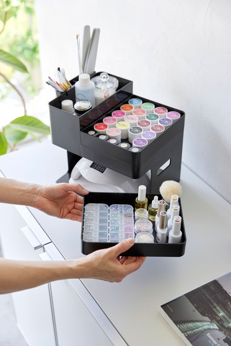 【中古・抜けあり】ネイル検定用品収納バッグ ブラック グッズセット 新品 ジェルネイルグッズ収納 山崎実業 tower タワー ネイル