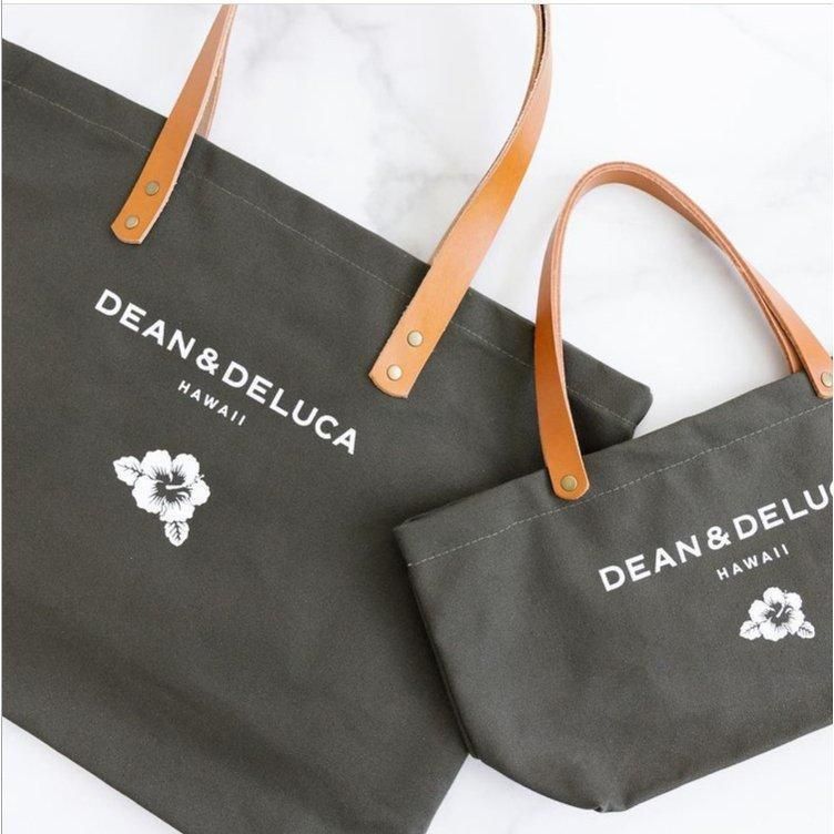 在庫処分　DEAN＆DELUCA ディーン＆デルーカ HAWAII限定 ハワイ限定トートバッグ レザーハンドル S+Lサイズ ２点セット