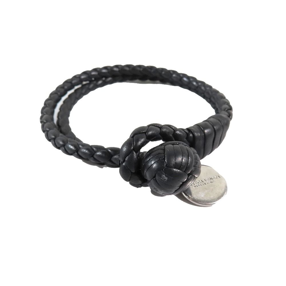 【未使用品】ボッテガヴェネタ　2連　イントレチャート レザーブレスレット 黒 新品同様 BOTTEGA VENETA ボッテガヴェネタ イントレチャート 2