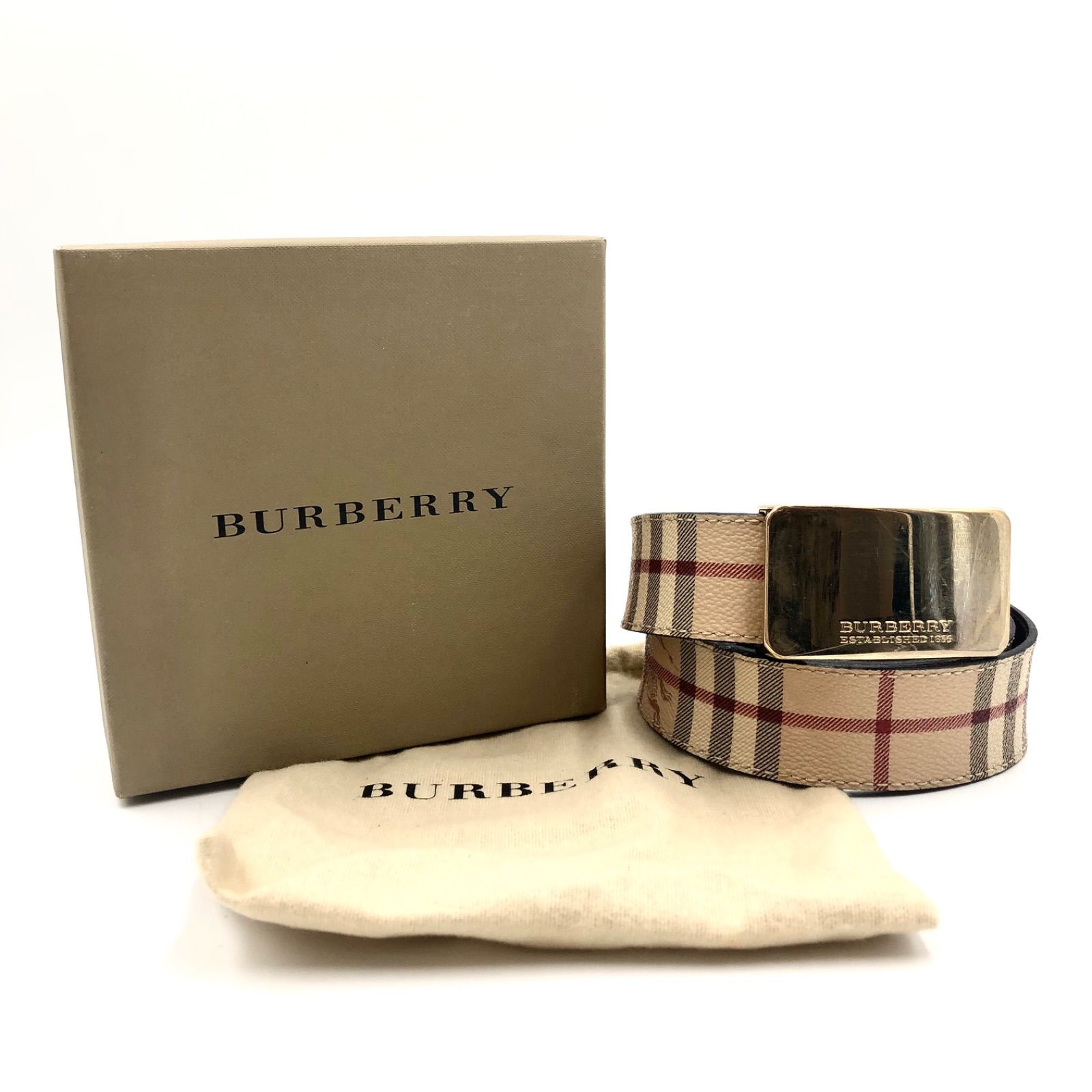 BURBERRY バーバリー ベルト ノバチェック×シャドーホース ゴールド