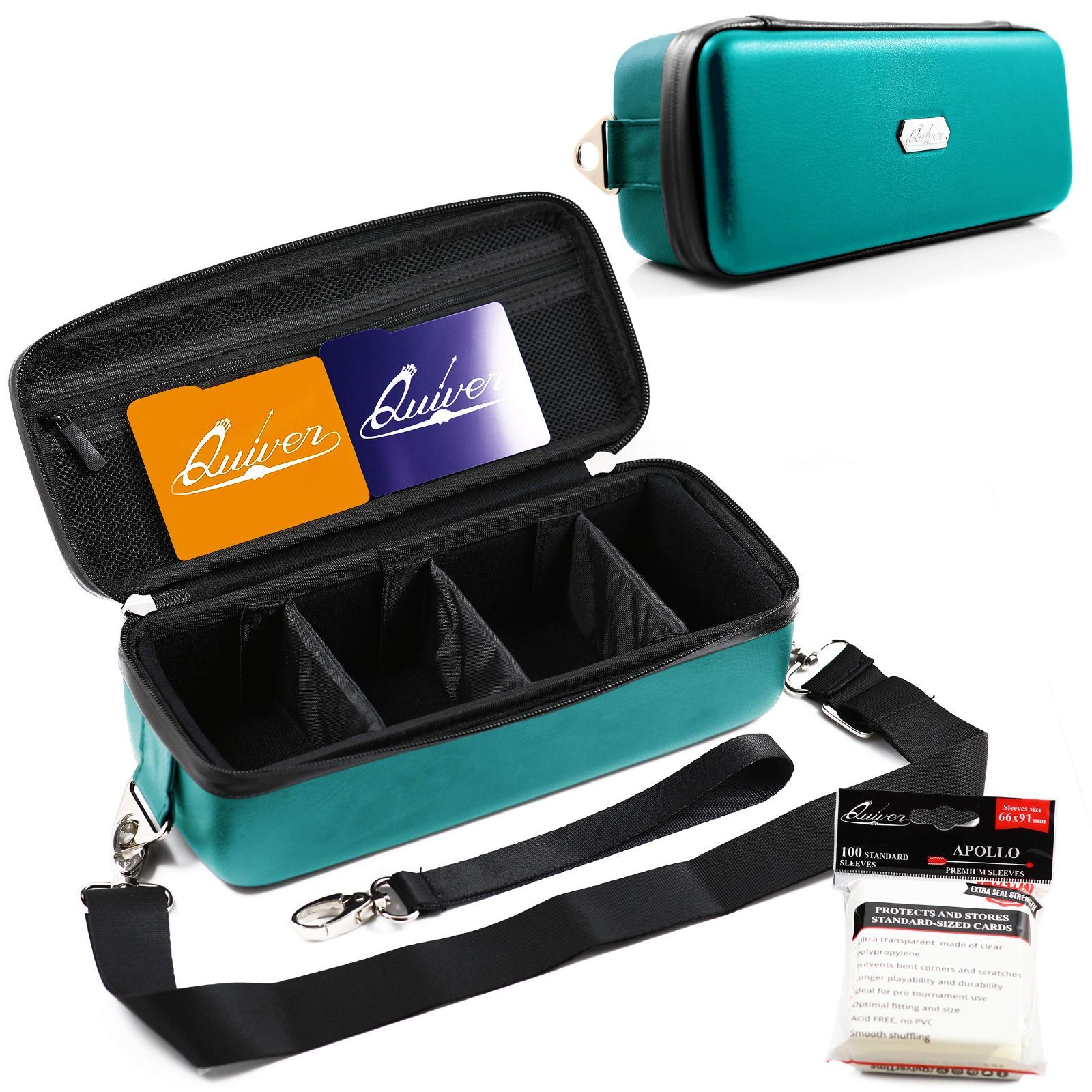 Color:ティール_Size:Bolt ケース Quiver Time ティール Bolt カードキャリングケース - 耐久性のあるトレーディングカード収納ホルダー、TCGカード、MTG、デッキボックスに最適、ストラップ、ディバ