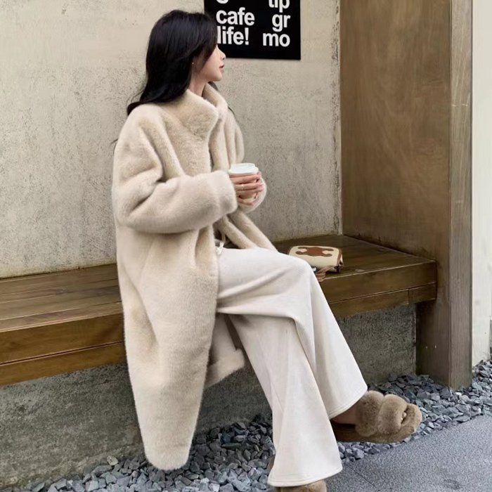 ロングコート レディース 冬 ファーコート ボア コート スタンドカラー 