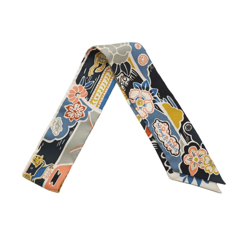 HERMES    エルメス　スカーフ　ツイリー　ビンガタ エルメス HERMES ツイリー Bingata マルチカラー シルク