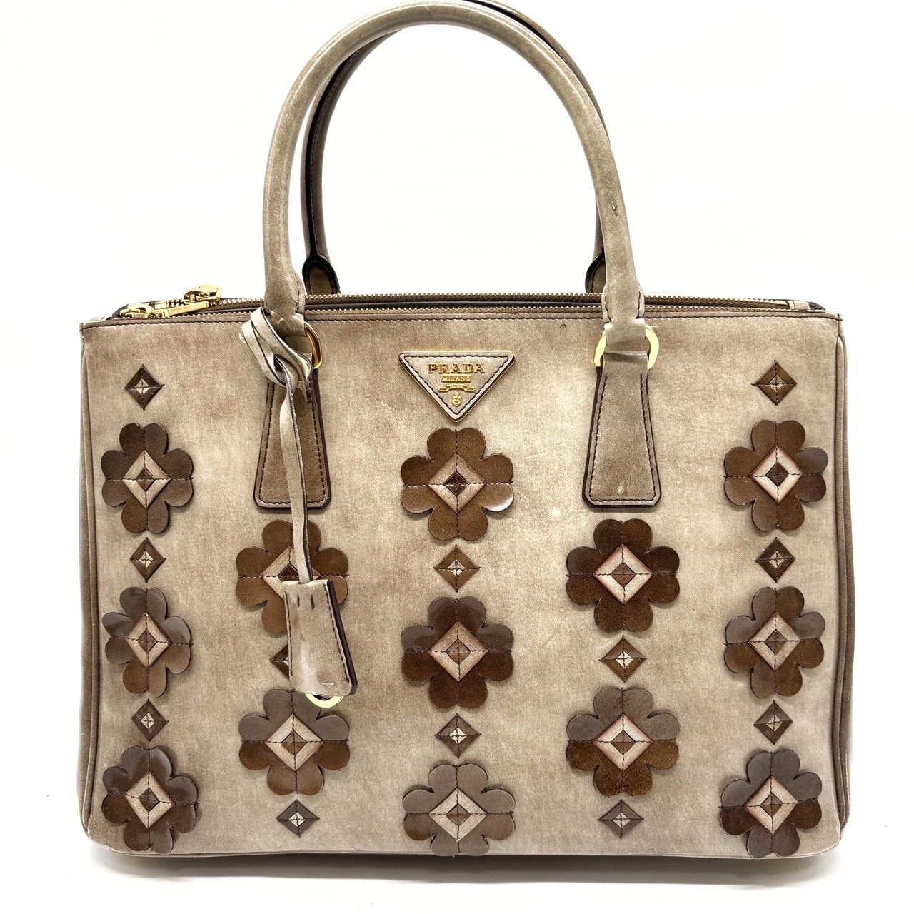 PRADA 2way ハンドバッグ A4収納可能 白タグ 3角プレート