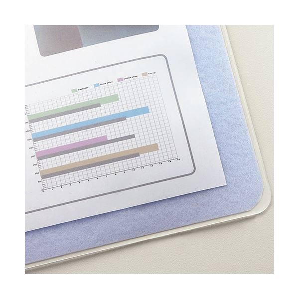 まとめ TANOSEE 再生透明オレフィンデスクマット ダブル 下敷付 1390×690mm ライトブルー 1枚 ×5セット