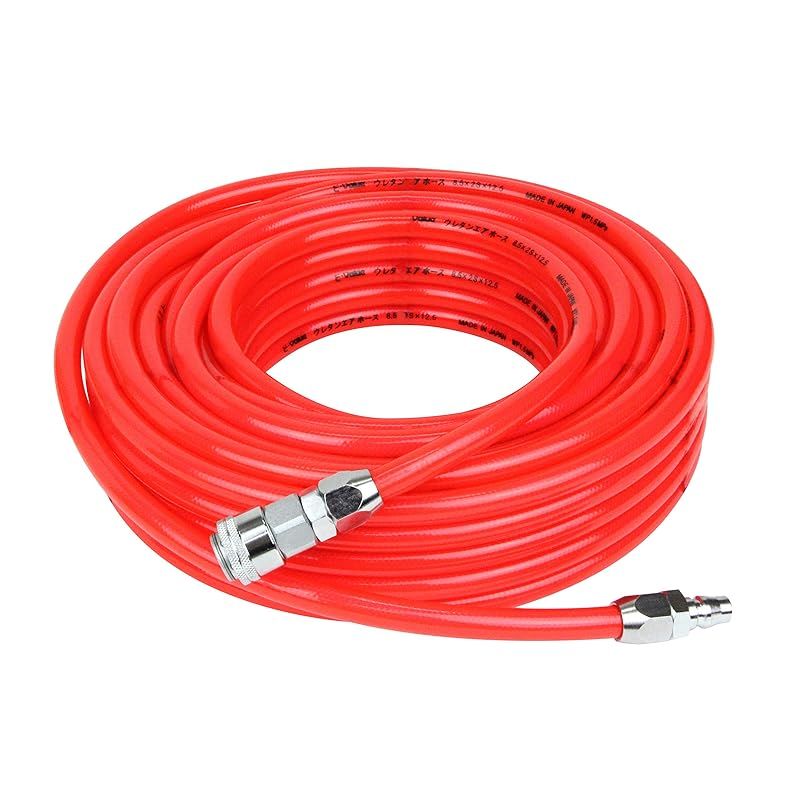イーバリュー(E-Value) ウレタンエアホース 20m 常圧用 内径8.5mm×外径12.5mm 大流量 クリアレッド EUH-20RL 8.5 日本製 1