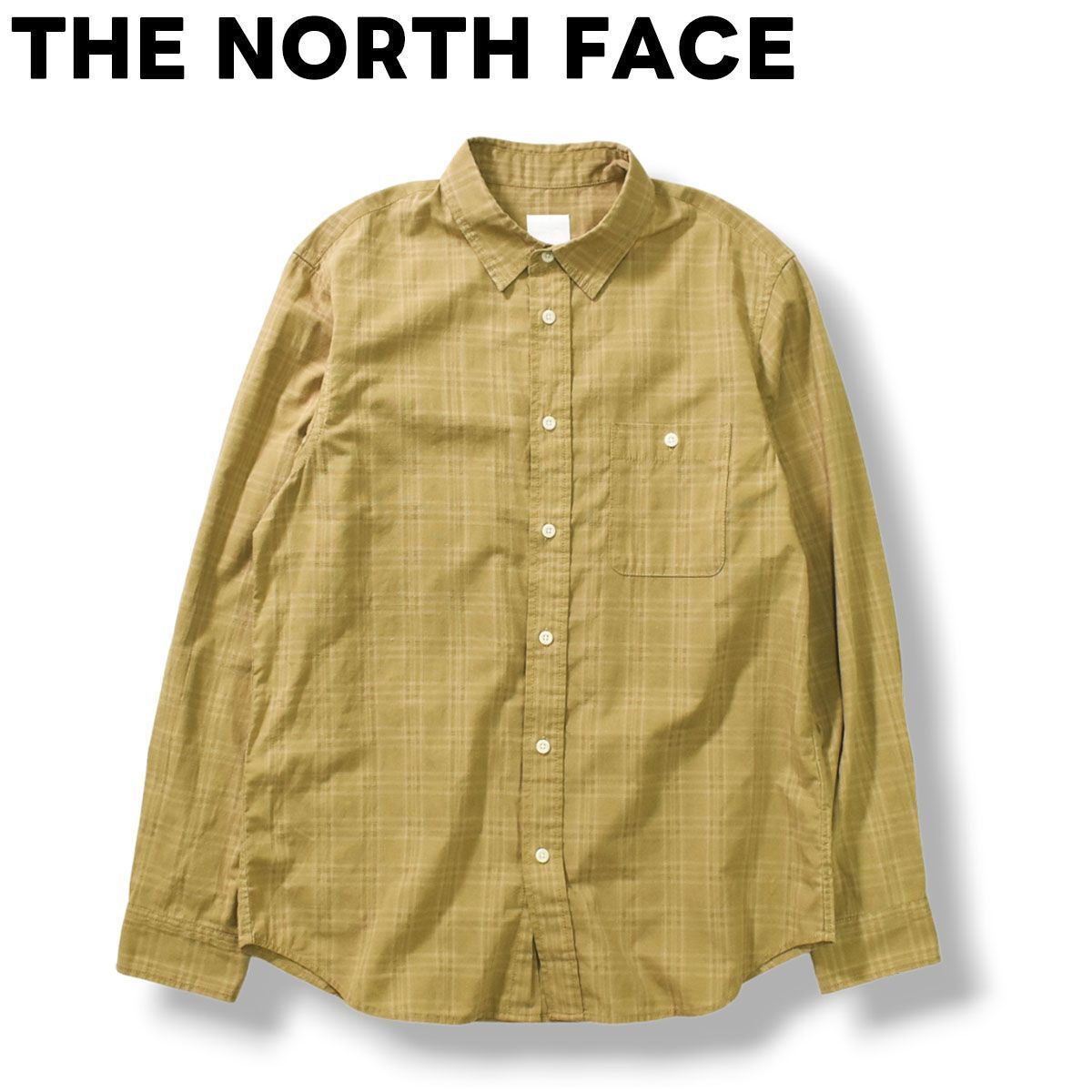 ノースフェイス THE NORTH FACE 長袖 チェック柄 アウトドア シャツ L ベージュ メンズ