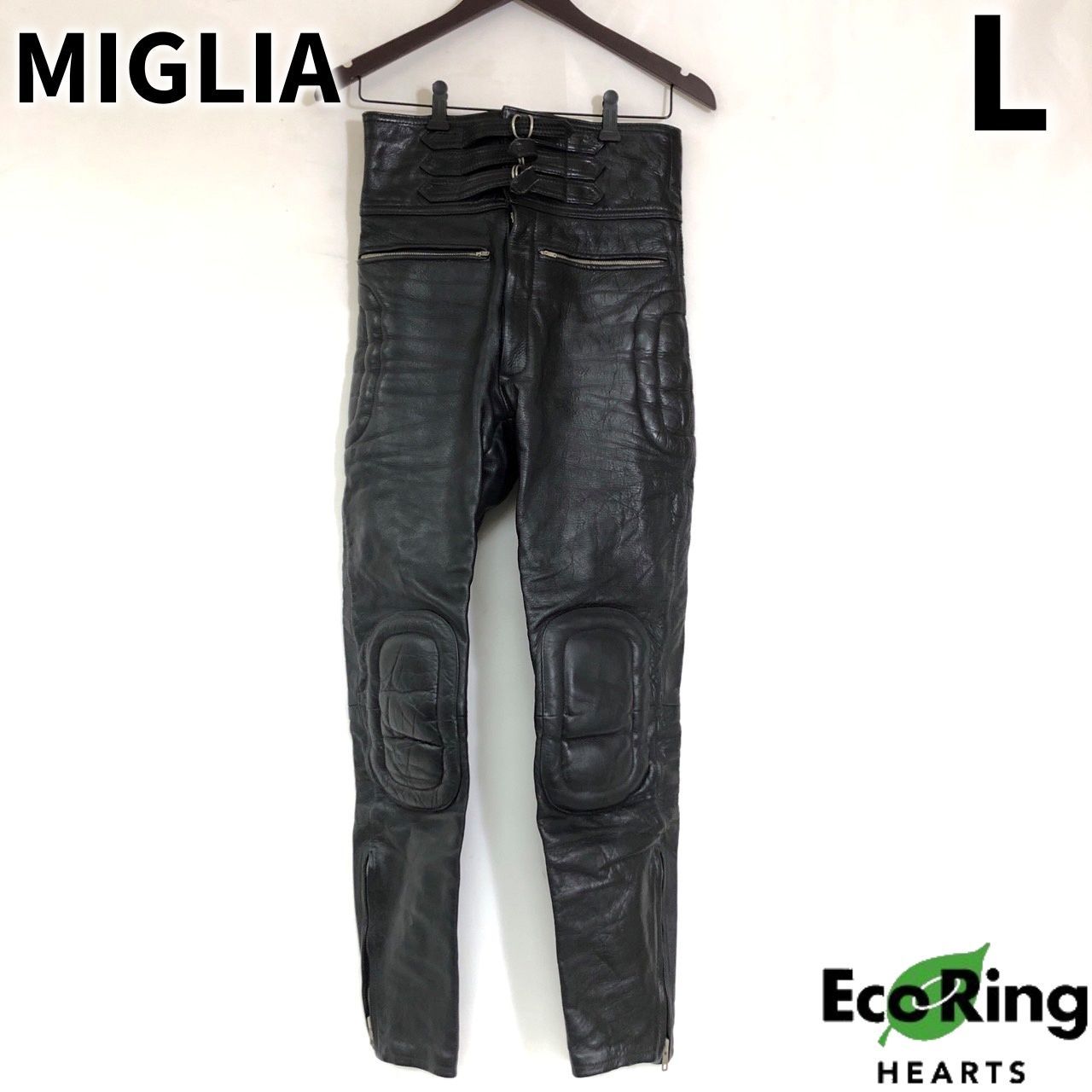 MIGLIA  ライディングパンツ レザー パンツ L 黒 本革 バイク レーシング    MID 5876