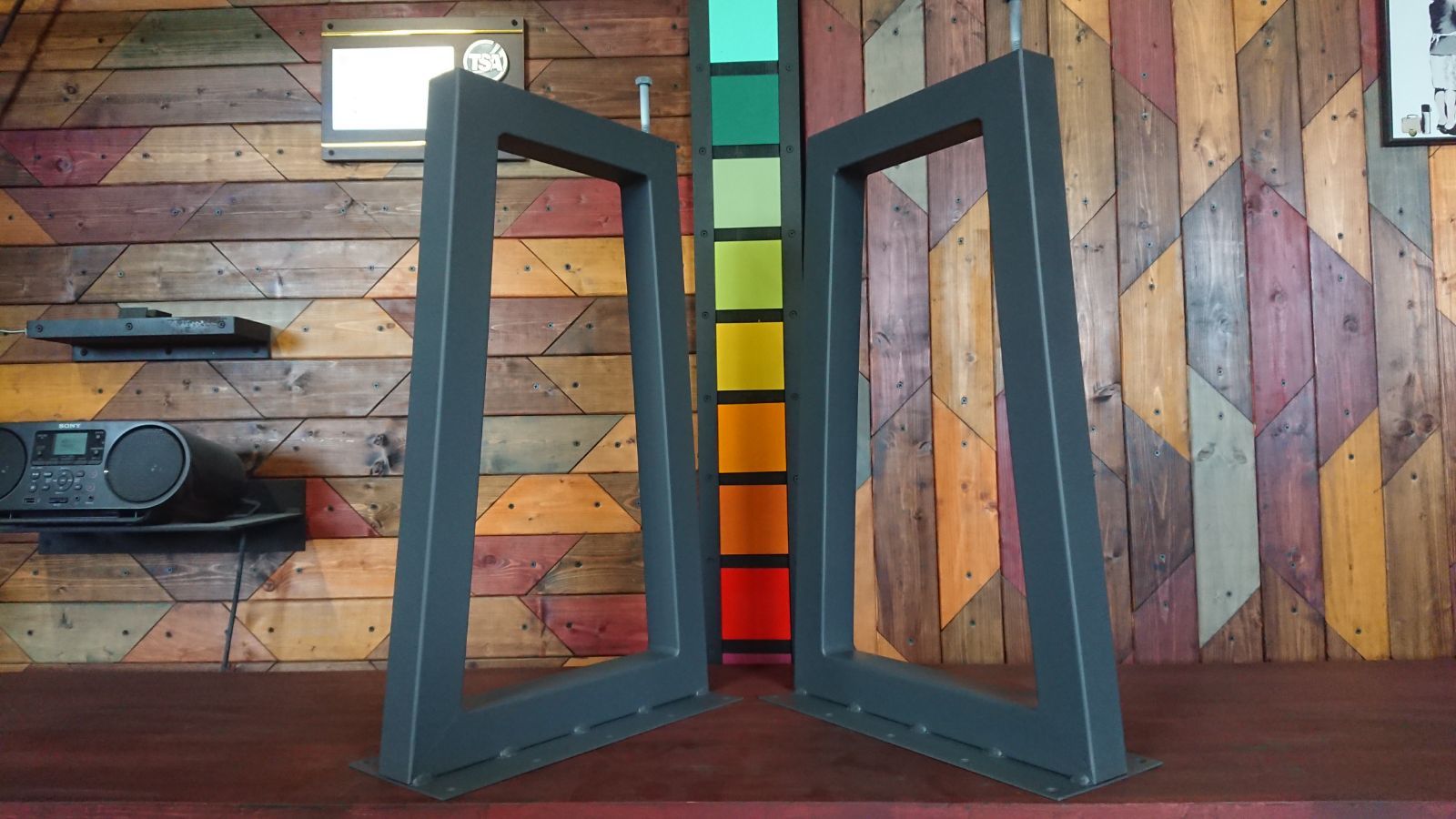 マットグレーでアイアンな極太鉄脚♪50×400（床面300）×