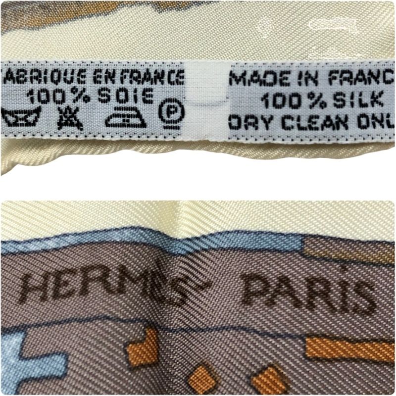 HERMES エルメス プチスカーフ ペルソナ 仮面 オフホワイト