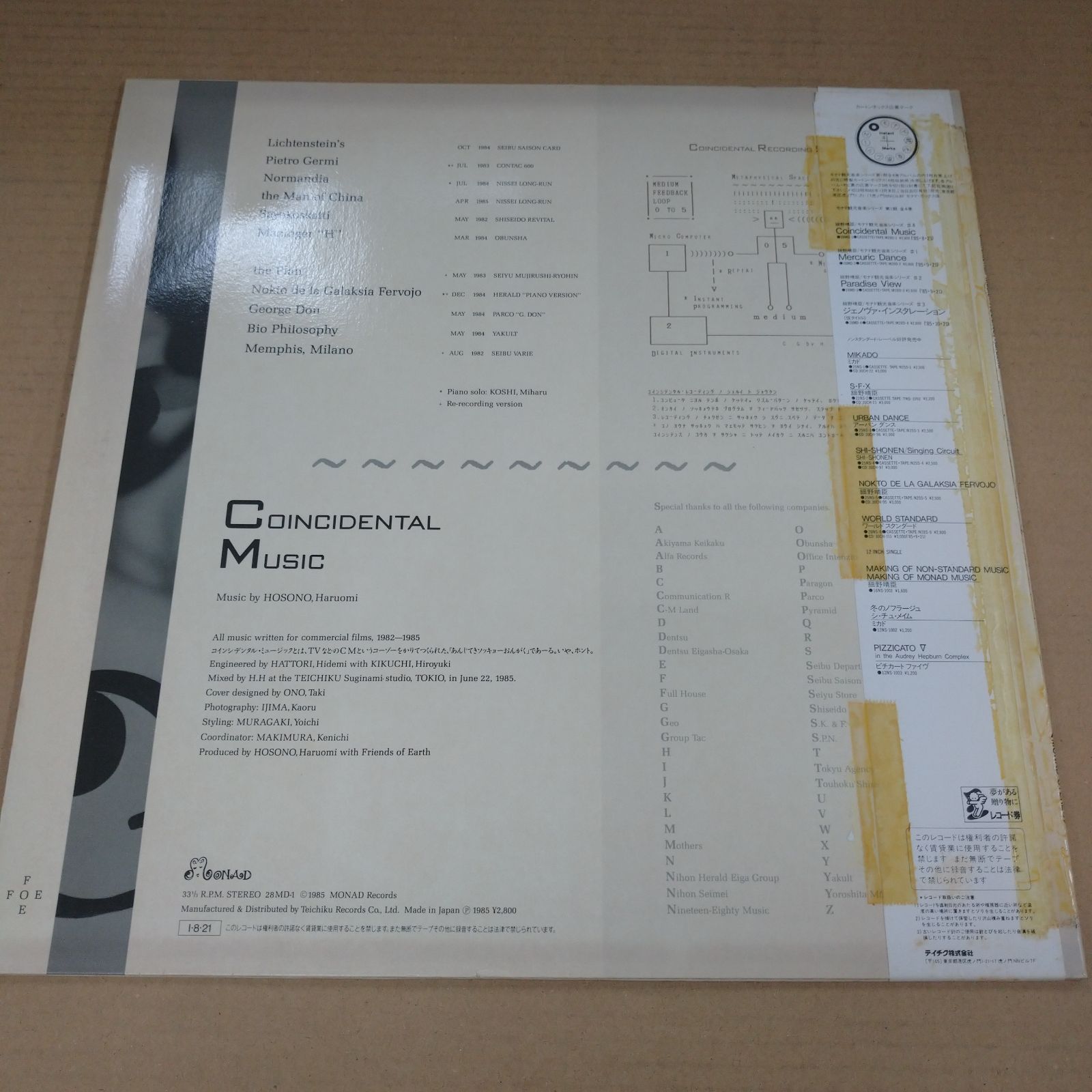 レンタル落ち中古レコード】細野晴臣 コインシデンタル