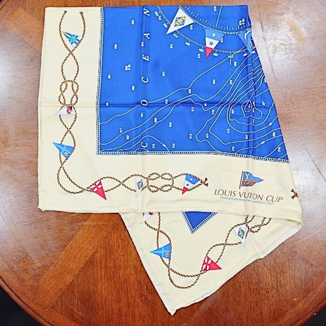 超美品　ルイヴィトン　シルクスカーフ　America’s Cup レア　限定品 LOUIS VUITTON America's Cup 2000 Commemorative Silk Scarf 22