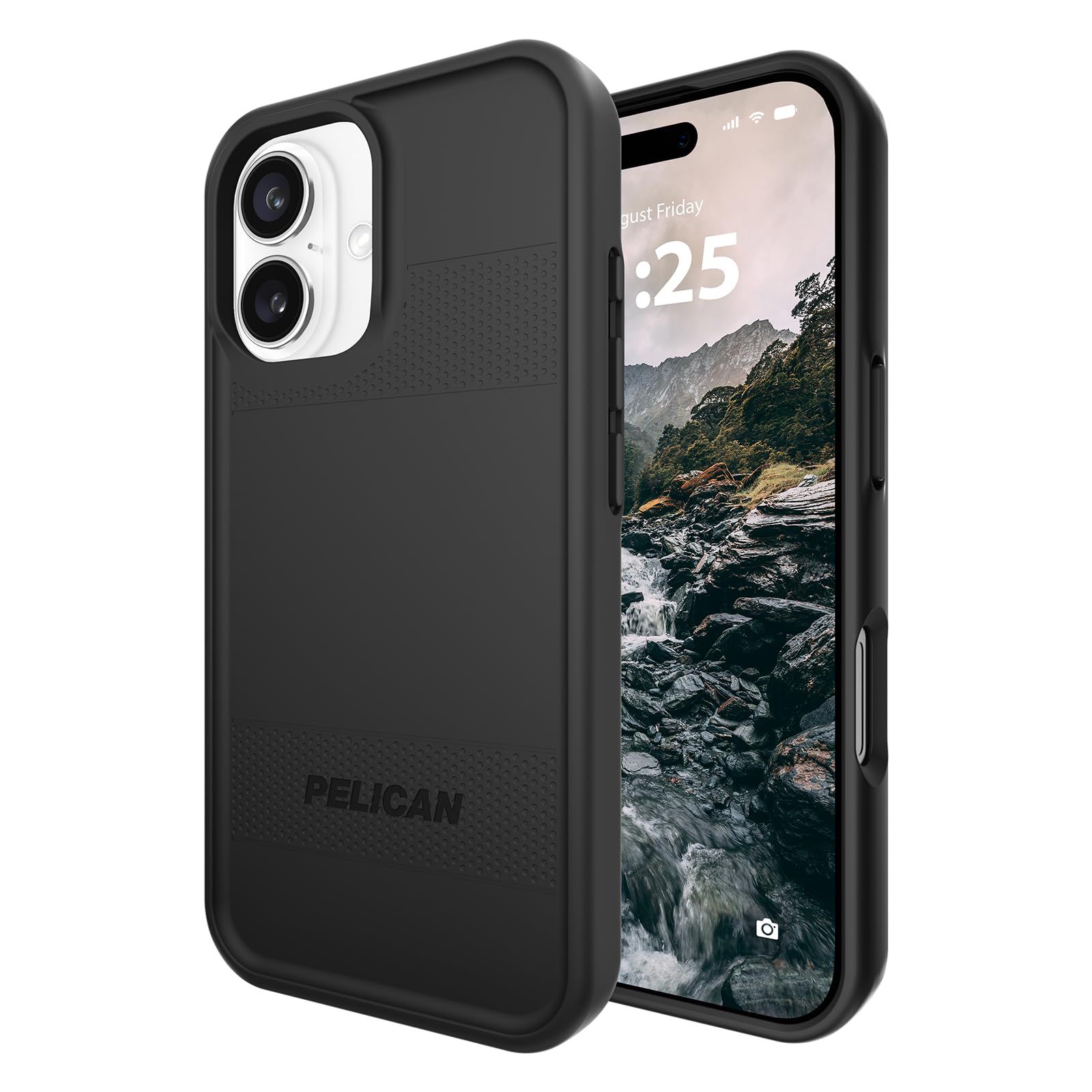 Pelican Protector iPhone 16 ケース MagSafe対応 頑丈な磁気電話ケース 16フィート ミリタリーグレードの落下保護 - iPhone 16用高耐久携帯電話カバー - ブラック プロテクター ブラック