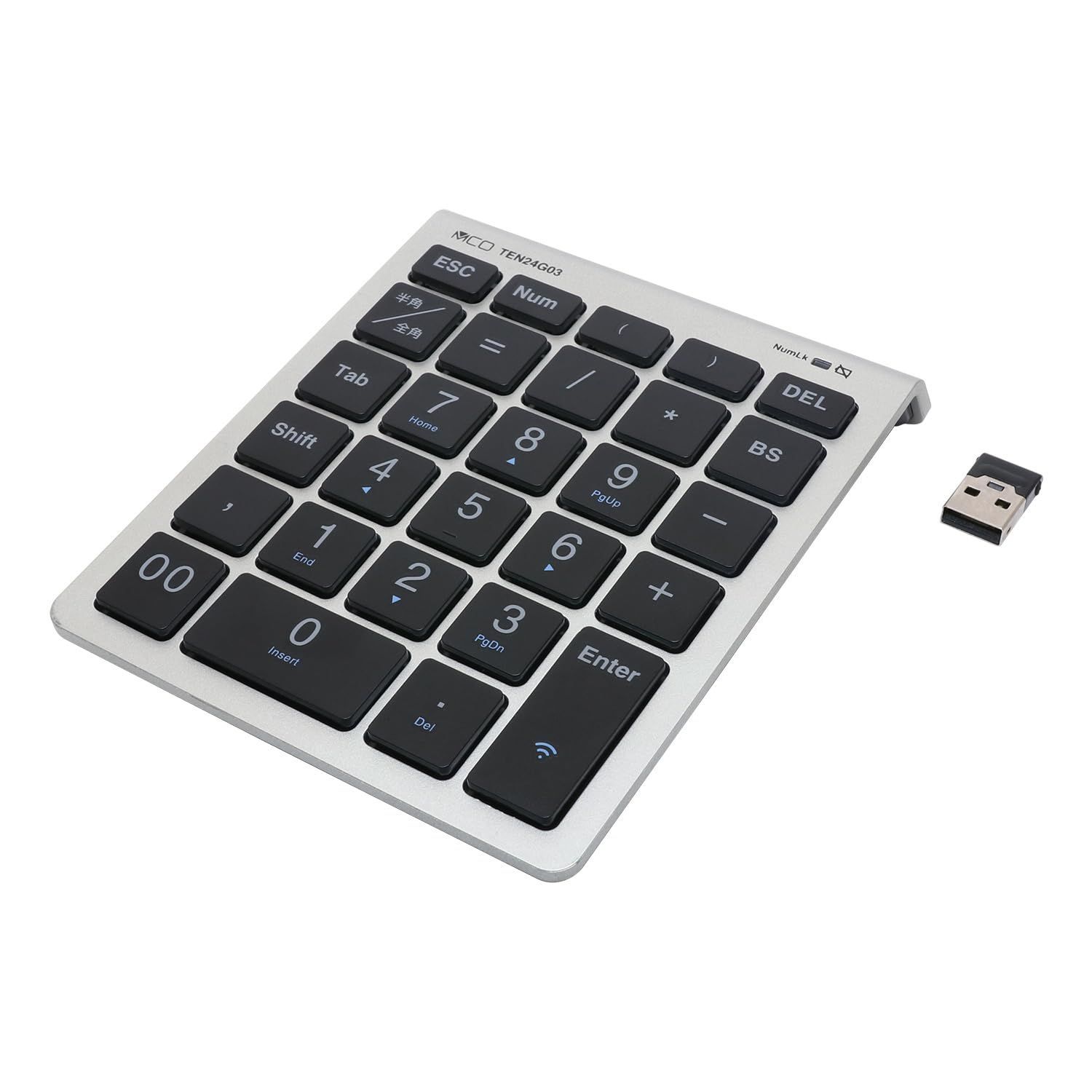 新品 ミヨシ MCO Windows用 テンキー ワイヤレス 2.4GHz USB-Aレシーバー接続 5列・28キー 関数入力に便利な「=」「(」「)」「」「半角/全角キー」などを配置 ノートパソコンと同じ浅く軽いタッチ